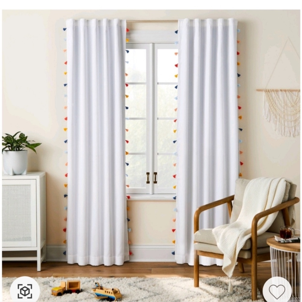 Pillowfort White Neon Tassel Curtains (Set of 2) - Home Accents